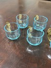Vintage George Sand Liqueur Service Set Of 6  Azure Blue With Gold Accent
