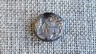 Antique Vtg Black Glass Button  Iridescent Aprx  11 16   1525-b