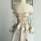 3d Flowers Applique Lace Wedding Dresses Off Shoulder A-line Ruffles Bridal Gown