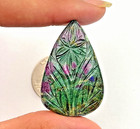 Natural Ruby Fuchsite Carved Teardrop Cabochon Polished Gemstone Jewelry Stone