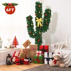 6 Ft Pre-lit Cactus Christmas Tree  Artificial Xmas Tree With 120 Led Lights