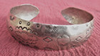 Vintage Fred Harvy Era Signed Native American Sterling Silver Cuff Bracelet