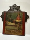 Antique Painting Religious Icon Iconic Portrait Folk Retablo Naive Angel Signed