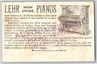 Alvin A  Bender Hanover  Pa  Victorian Trade Card Lehr Pianos Falcon Sea Eagle