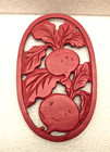 2 Vintage Cast Iron Trivet Pair  Oval Footed Hot Plate Yellow Corn  Red Radish