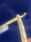 Vintage Straight Razor Dubl Duck Goldedge Pearlduck Round Blade