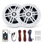 Pair Genuine Marine 6 5  300 Watt White 2-way Marine Boat Speakers W led Light