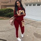 2pcs Women Sweatshirt Hoodie Tracksuit Tops Pants Sports Casual Sweat Suit Set