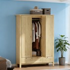3 Doors Wood Wardrobe W 2 Drawers Freestanding Armoire Closet Cabinet Organizer