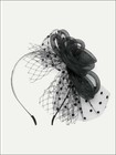 Women s Black Fascinator Polka Dot Flower Or Mesh Veil Hat 4 Styles