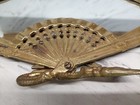 Antique Vintage French brass Framed Mirror Fan Shape Easel Back nice 