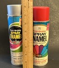 Vintage 70s K-mart Enamel Spray Paint Cans W paper Label Silver   Red Kmart