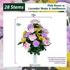 Artificial Flower Bouquet -pink Roses With Lavender Mums And Sunflowers