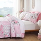 Quilt Sets Queen Size Floral Quilt Set 3 Pieces Bedding Set Bedspreads Pink 