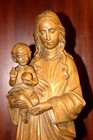 Antique 20  Hand Carved Wood Catholic Virgin Mary Our Lady Jesus Statue Figure