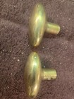 Vintage Heavy Solid Ornate Oval Brass Door Knobs 1 Lb  3 8 Square Hole 
