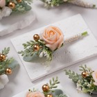 Champagne Boutonniere For Men Wedding  Set Of 6  Groom Groomsman Boutonniere    
