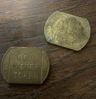 Lot Of 2 Vintage Brass Coin Meter Tokens Oval Shaped Stamped 111 Coins