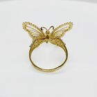 10k   14k Solid Gold Vintage Butterfly Bug Beautiful Cz Band Ring For Women