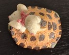 Vintage Miniature Mouse Riding Turtle Figurine Pink Bow Resin Animal Statue