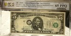  5 1969c Federal Reserve Note Misalignment Error Pcgs 65 Ppq Antique Currency
