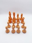 Vintage Ca 1940s Bakelite Butterscotch   Black Complete Chess Set In Case Horse