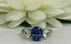 3 50 Ct Natural Sapphire Diamond Anniversary Proposal Ring 14k Real White Gold