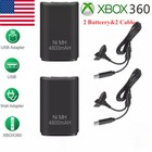 2pcs Rechargeable Battery Pack Usb 4800mah Charger Cable For Xbox 360 Controller