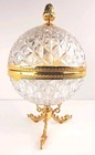 Vintage Rococo Crystal Dome Serving Decanter Bar Set W  Brass Base
