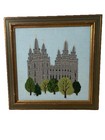 Salt Lake City Temple Tabernacle Mormon Embroidered Framed Picture 15x15