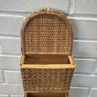 Brown Wicker Wall Mounted Letter Holder Organizer With 3 Compartments