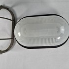 Vintage Industrial Bulkhead Cage Light Made In Italy Glass Outdoor Wall Fixture