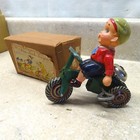 Vintage Japan Tin  Plastic  The  new Trick Tricycle  Wind-up Toy   Box
