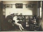 Early 1900s Antique Home Office Photograph  Oliver Typewriter  Candlestick Phone