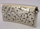 Beautiful English Solid Sterling Silver Card Case 1924 Antique 40g