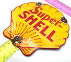Vintage Genuine Super Shell Porcelain Sign Pump Plate Gas Station Oil