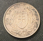 Slovakia 1939 Silver 50 Korun Toned Au Jozef Tiso