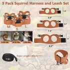 3 Pack Squirrel Harness And Leash Set - Adjustable Soft Leather   Traction Rope