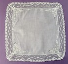 Vintage Hanky Beautiful Wedding Embroidery   Lace White On White New Burmel Tag