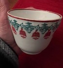 Pair Of Antique 19th C  Staffordshire Spongeware Tea Bowls     Red   Green Spatter