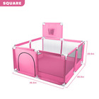 Foldable Baby Playpen Kids Safety Gate Slide Fence Game Set With Basketball Hoop