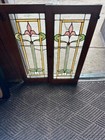 2 Antique 1920 s Stained Leaded Glass Cabinet Doors Stain Glass Windows
