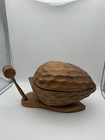 Vintage Large Wooden Nut Cracker Bowl Set Walnut Shaped Bowl