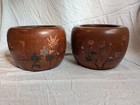 Hibachi Charcoal Brazier Heating Device Makie Flower Butterfly Japan Antique 