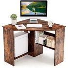 Corner Computer Desk  Space-saving Triangular Writing Desk W  2 Storag
