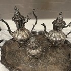 Reed   Barton Winthrop Silverplate Tea   Coffee Set With Tray Baroque Rococo