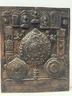 Antique Tibetan Thangka Or Buddhist Repousse Mandala Plaque From 19th Century
