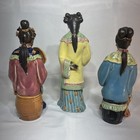  group Of 3  - Vintage Chinese Mud Women With Fans