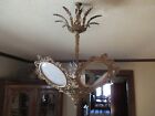 Vintage French Brass Louis Xvi Style Chandelier W  5 Light Diffuser Panels