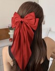 Red Satin Stylish Bow With Big Ribbon Hair Clip All Hair Types Non Slip New
